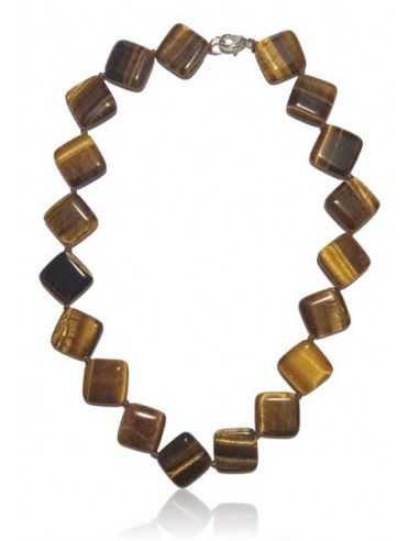 Collier oeil de tigre pierres carrées géométriques