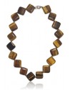 Collier oeil de tigre pierres carrées géométriques