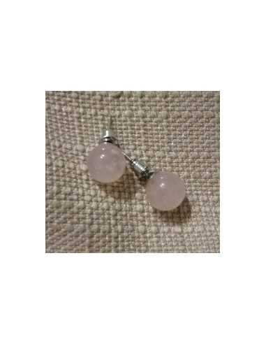 Boucles d'oreilles quartz rose puces rondes