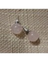 Boucles d'oreilles quartz rose puces rondes