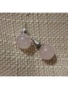 Boucles d'oreilles quartz rose puces rondes