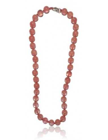 Collier quartz rose hématoide haute qualité pierres boules 10 mm