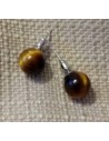 Boucles d'oreilles oeil de tigre puces rondes