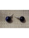 Boucles d'oreilles pierre de soleil noire puces rondes