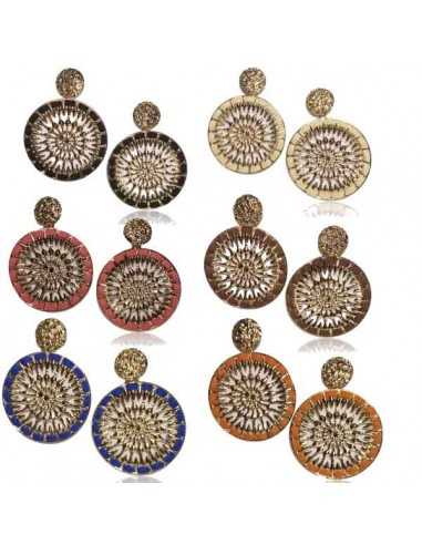 12 paires de boucles d'oreilles rondes tissées fantaisie