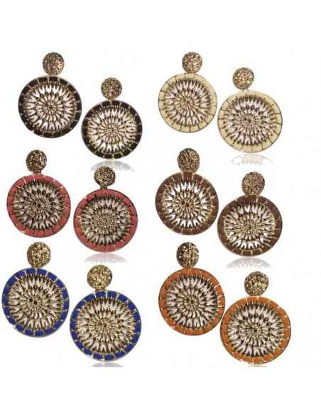 12 paires de boucles d'oreilles rondes tissées fantaisie