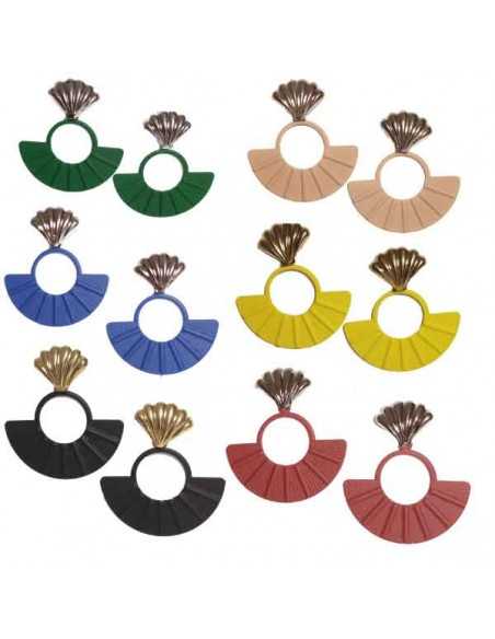 12 paires de boucles d'oreilles éeantails pendantes couleurs