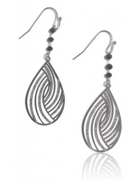 Boucles d'oreilles gouttes pailletées et perles noires