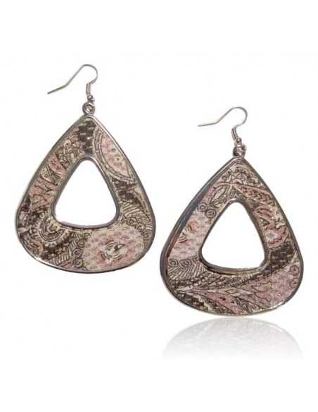 Boucles d'oreilles triangles motif cachemire en tissu