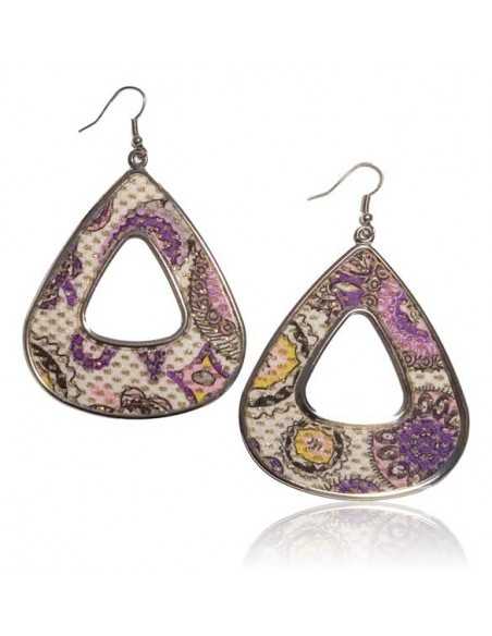 Boucles d'oreilles triangles motif cachemire en tissu