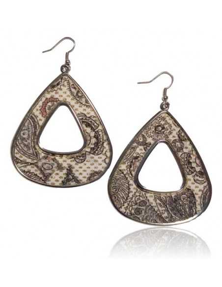 Boucles d'oreilles triangles motif cachemire en tissu