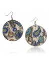 Boucles d'oreilles rondes motif cachemire en tissu