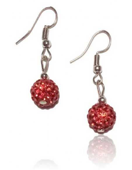 Boucles d'oreilles pendantes boule 10 mm incrustée de strass