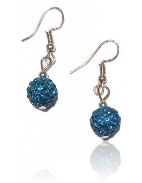 Boucles d'oreilles pendantes boule 10 mm incrustée de strass