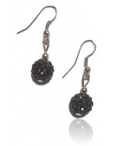 Boucles d'oreilles pendantes boule 10 mm incrustée de strass