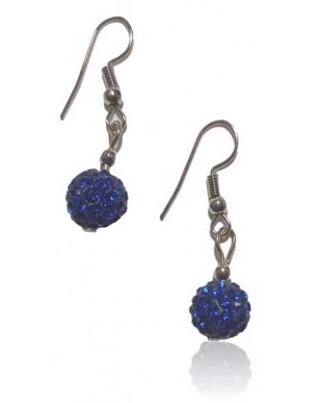 Boucles d'oreilles pendantes boule 10 mm incrustée de strass