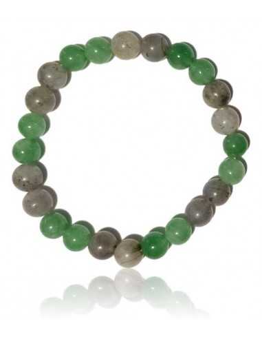 Bracelet labradorite/aventurine pierres boules 8mm