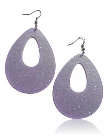 Boucles d'oreilles gouttes paillettes couleurs pvc