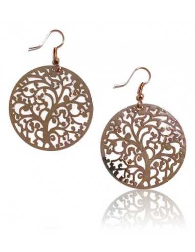 Boucles d'oreilles rondes motif arbre filigrane