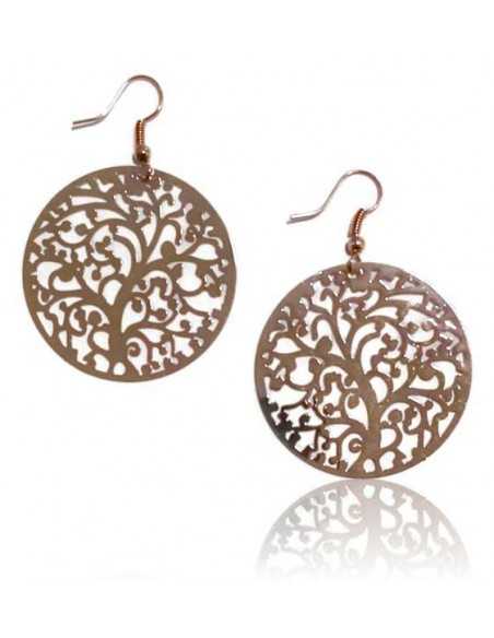 Boucles d'oreilles rondes motif arbre filigrane