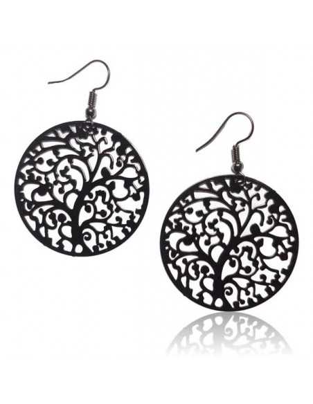 Boucles d'oreilles rondes motif arbre filigrane