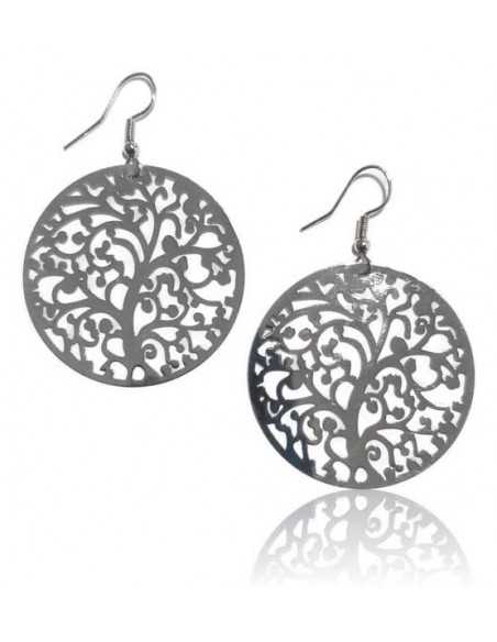 Boucles d'oreilles rondes motif arbre filigrane