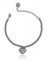 Bracelet acier inoxydable pendentif coeur serti