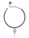 Bracelet acier inoxydable pendentif main de fatma sertie