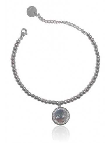 Bracelet acier inoxydable pendentif pattes d'ours serti