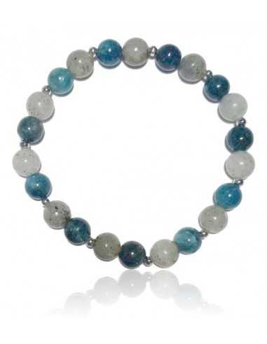 Bracelet duo de labradorite et apatite pierres boules 8 mm