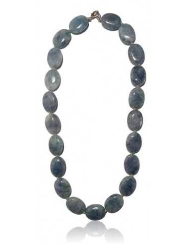 Collier aigue-marine pierres ovales