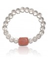 Bracelet pierre cristal de roche cabochon quartz rose hématoide