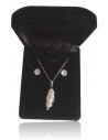 Parure en coffret collier pendentif longue feuille avec boucles