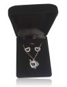 Parure coffret collier pendentif double coeur et flèche avec boucles