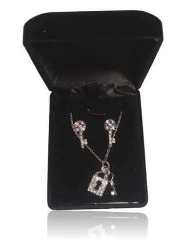 Parure en coffret collier pendentif cadenas avec boucles