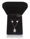 Parure coffret collier pendentif goutte contours zirconiums et boucles
