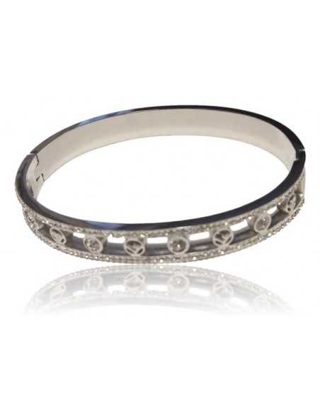 Bracelet jonc acier inoxydable motifs fantaisie