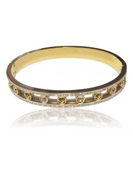 Bracelet jonc acier inoxydable motifs fantaisie
