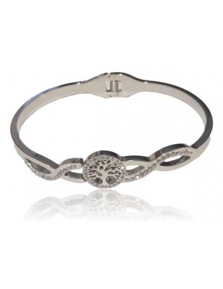 Bracelet jonc acier motif arbre de vie