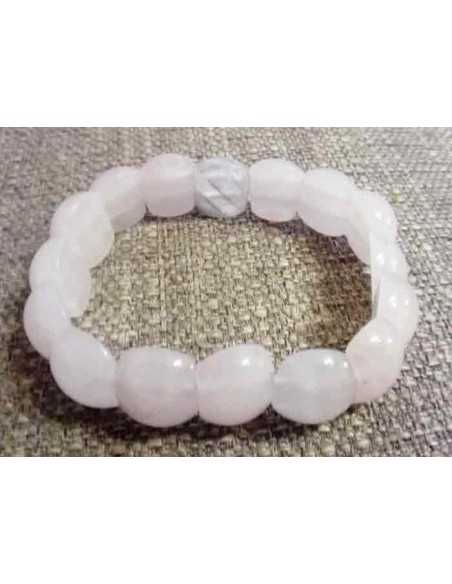 Bracelet quartz rose pierres ovales larges