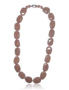 Collier quartz rose lavande pierres ovales facettées