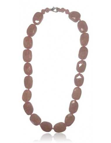 Collier quartz rose lavande pierres ovales facettées