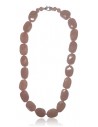 Collier quartz rose lavande pierres ovales facettées