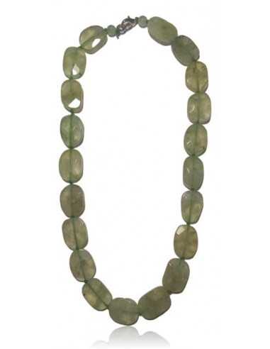 Collier prehnite pierres ovales facettées