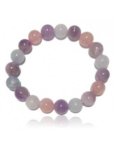 Bracelet morganite colorée boules 10 mm