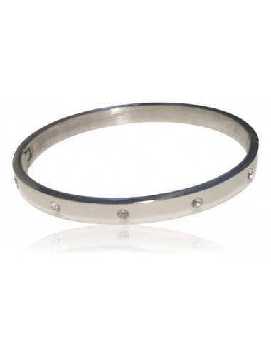 Bracelet jonc acier inoxydable décoré de zirconiums