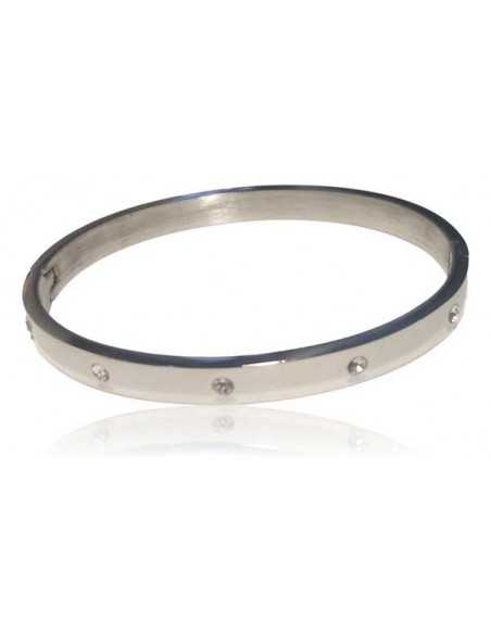 Bracelet jonc acier inoxydable décoré de zirconiums