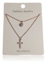 Collier acier inoxydable double chaine pendentif croix sertie