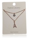 Collier acier inoxydable double chaine pendentif tour Eiffel