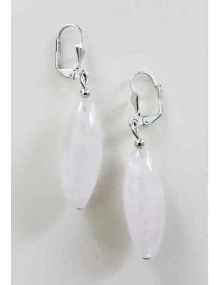 Boucles d'oreilles quartz rose pierre tambour 2.5 cm